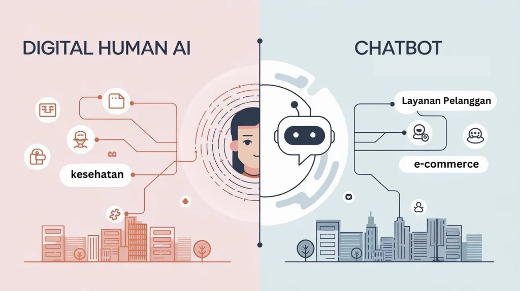 ilustrasi industri yang cocok menggunakan digital human ai dan chatbot