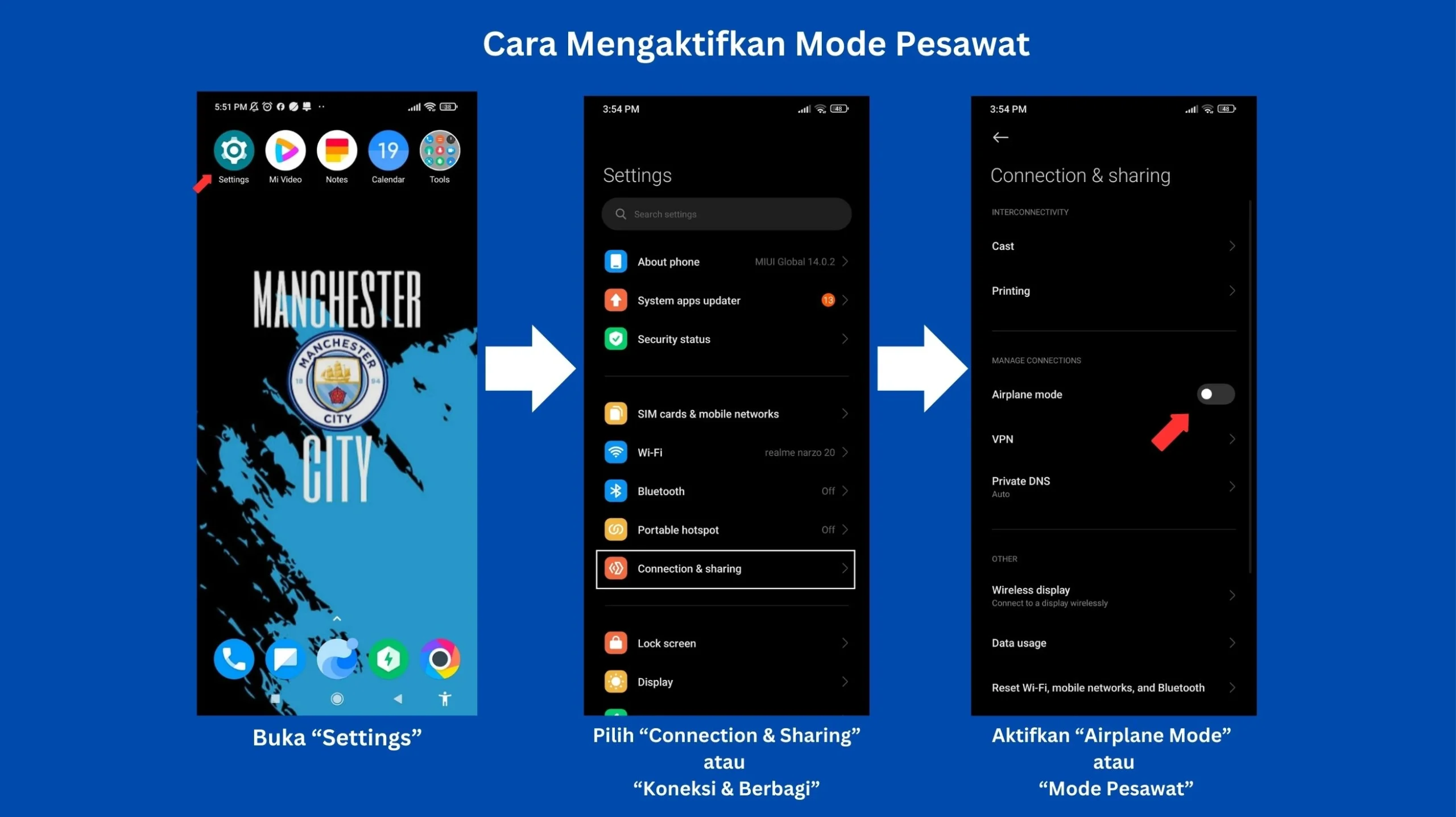 cara mengaktifkan mode pesawat