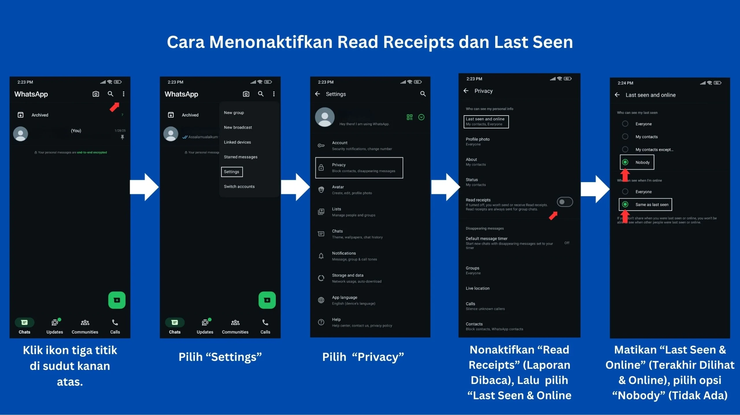 cara menonakitfkan last seen dan read receipts