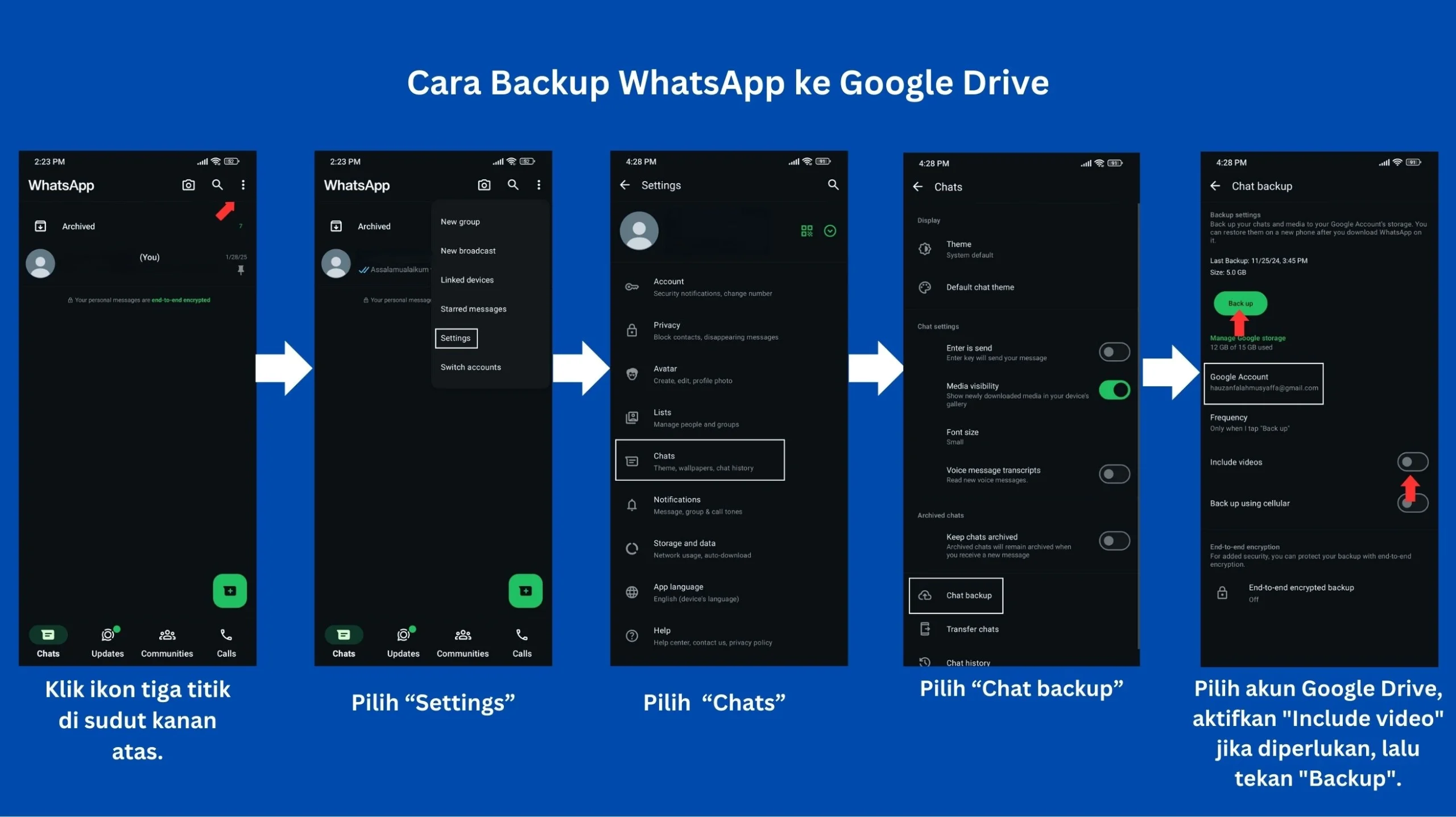 cara backup whatsapp ke google drive