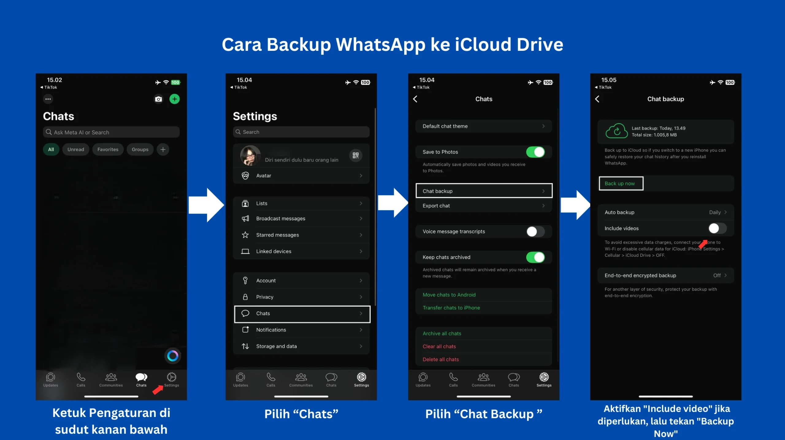 cara backup whatsapp ke icloud drive