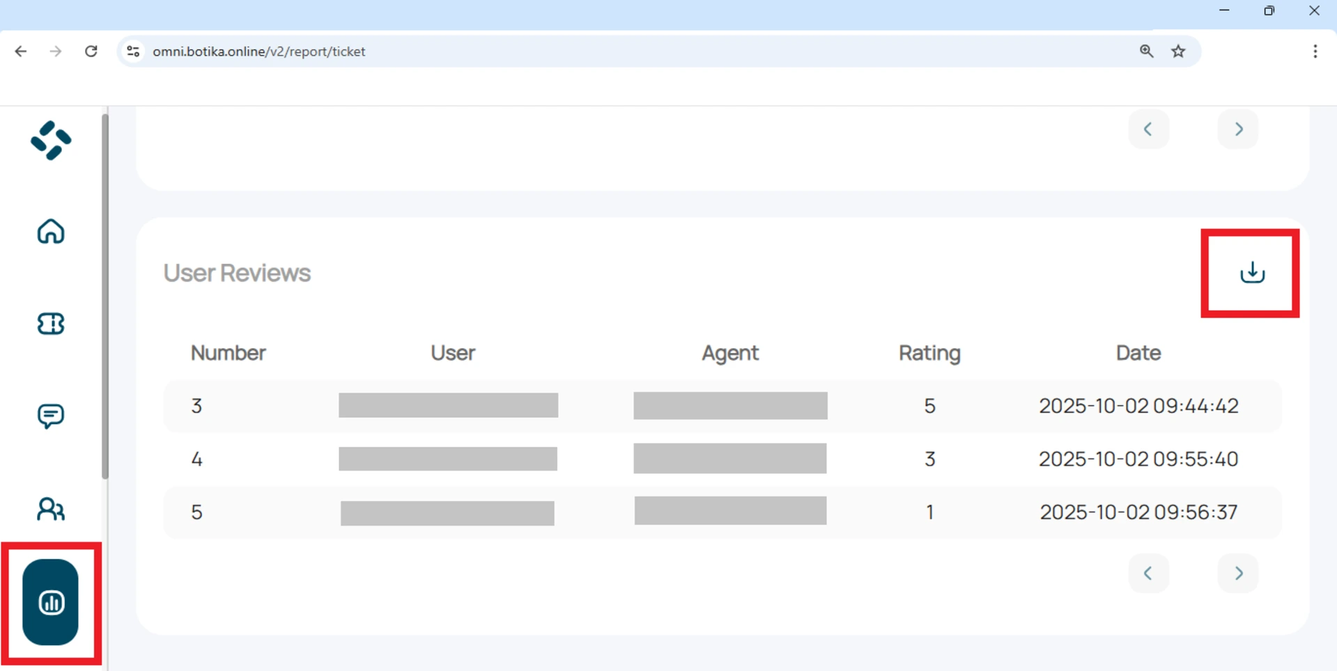 Cara mengunduh user review di menu report omnibotika