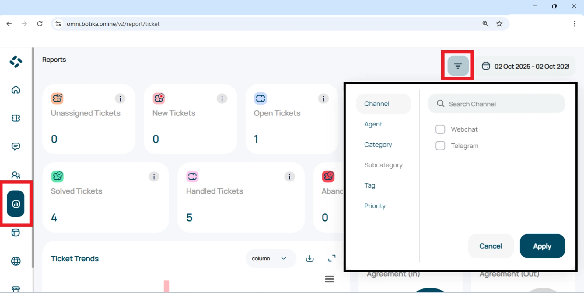 filter data berdasarkan kategori tertentu di menu report omnibotika