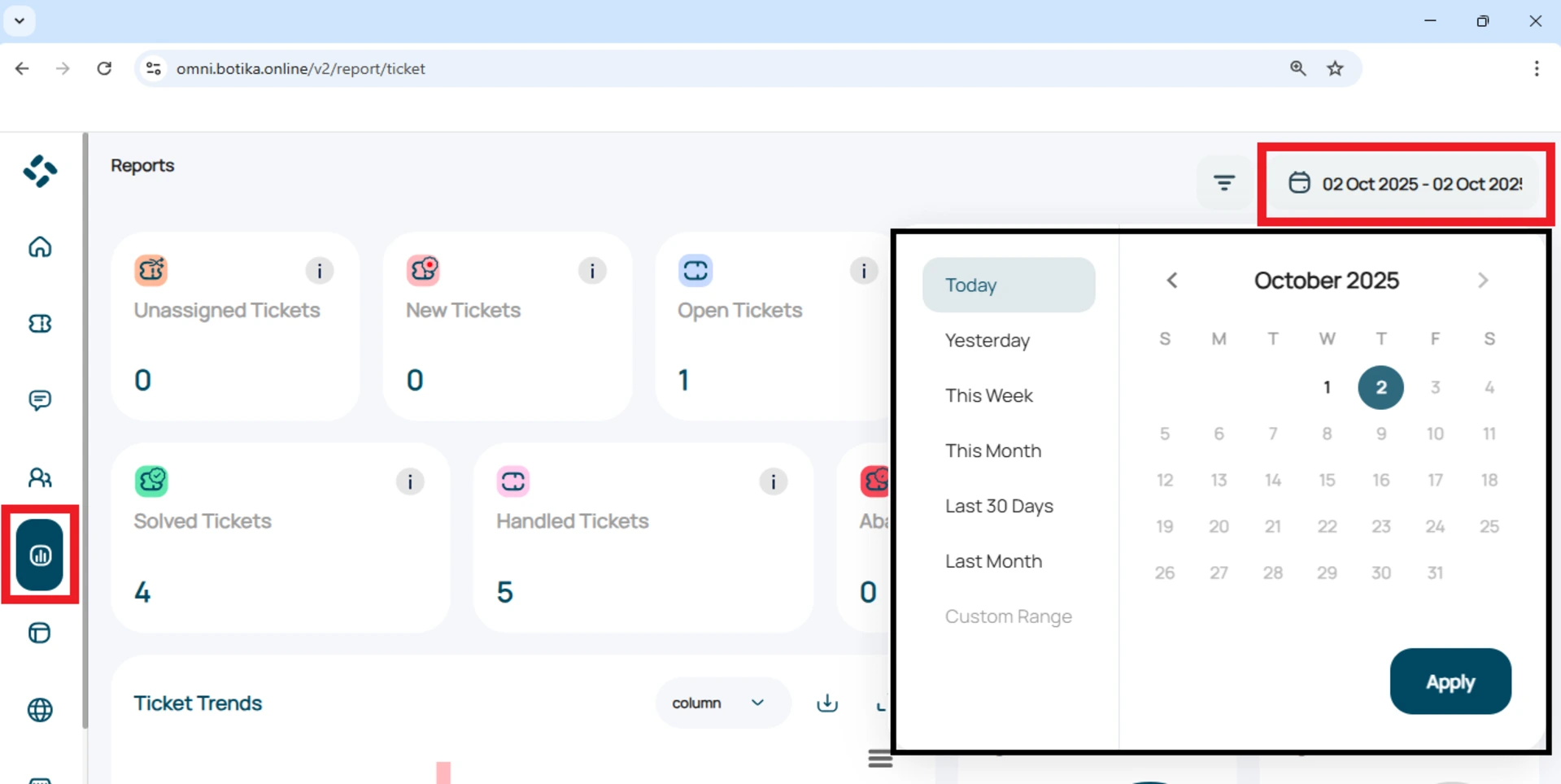 filter data berdasarkan tanggal di menu report omnibotika