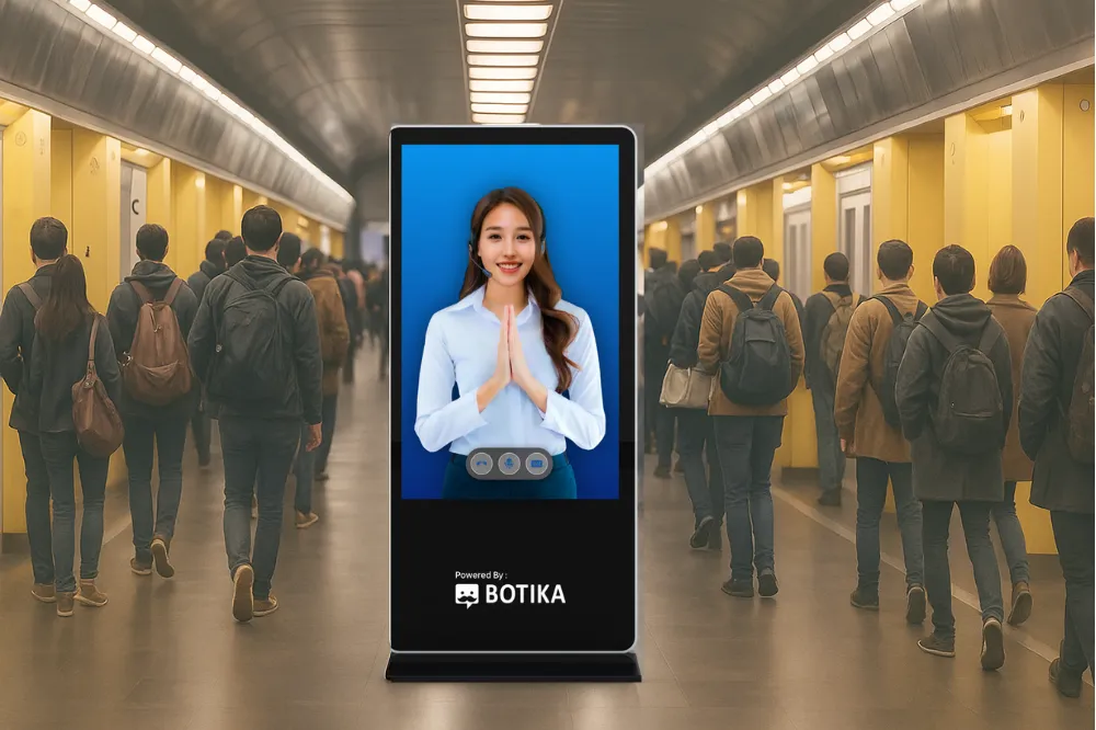 Contoh Digital Human AI dari Botika yang dipajang pada kiosk