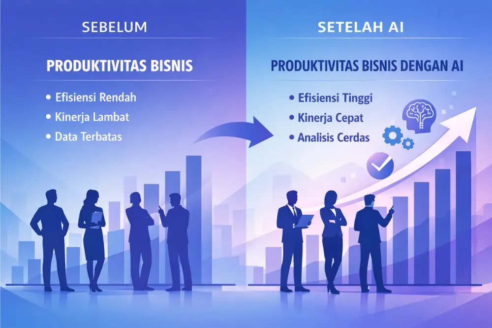 Ilustrasi grafik peningkatan produktivitas dengan AI