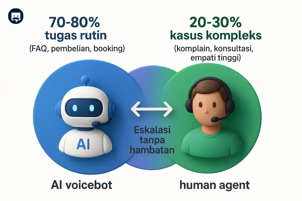 Strategi hybrid voicebot AI dan human agent untuk customer service yang unggul