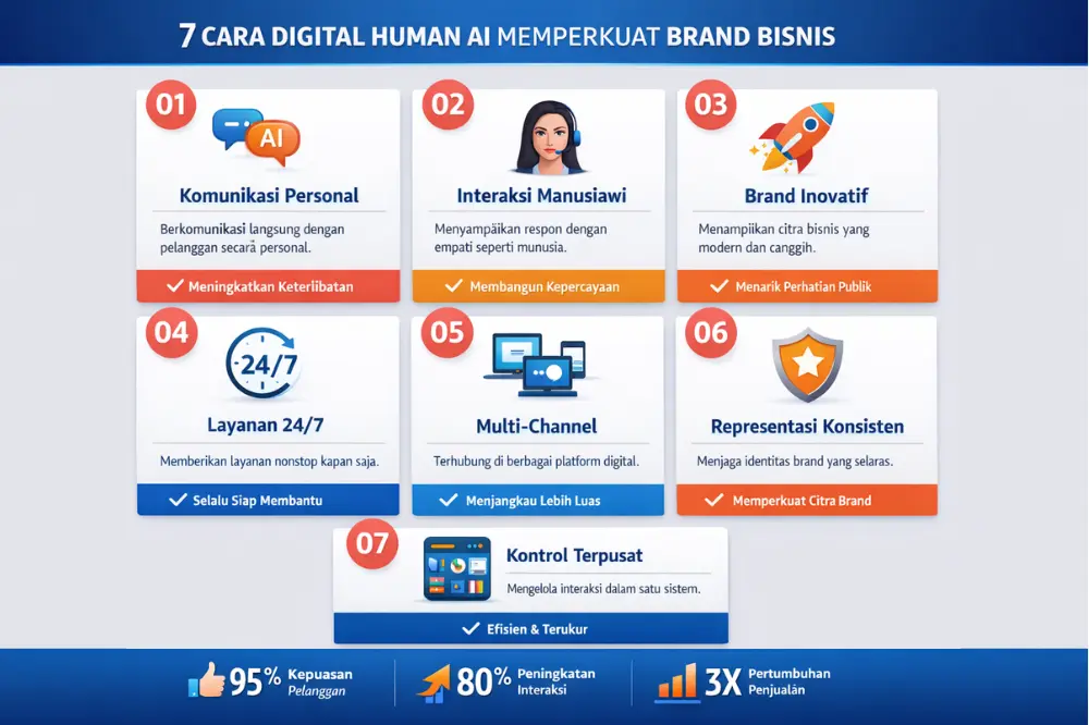 Infografis 7 Cara Digital Human AI (DHAI) Memperkuat Brand Bisnis