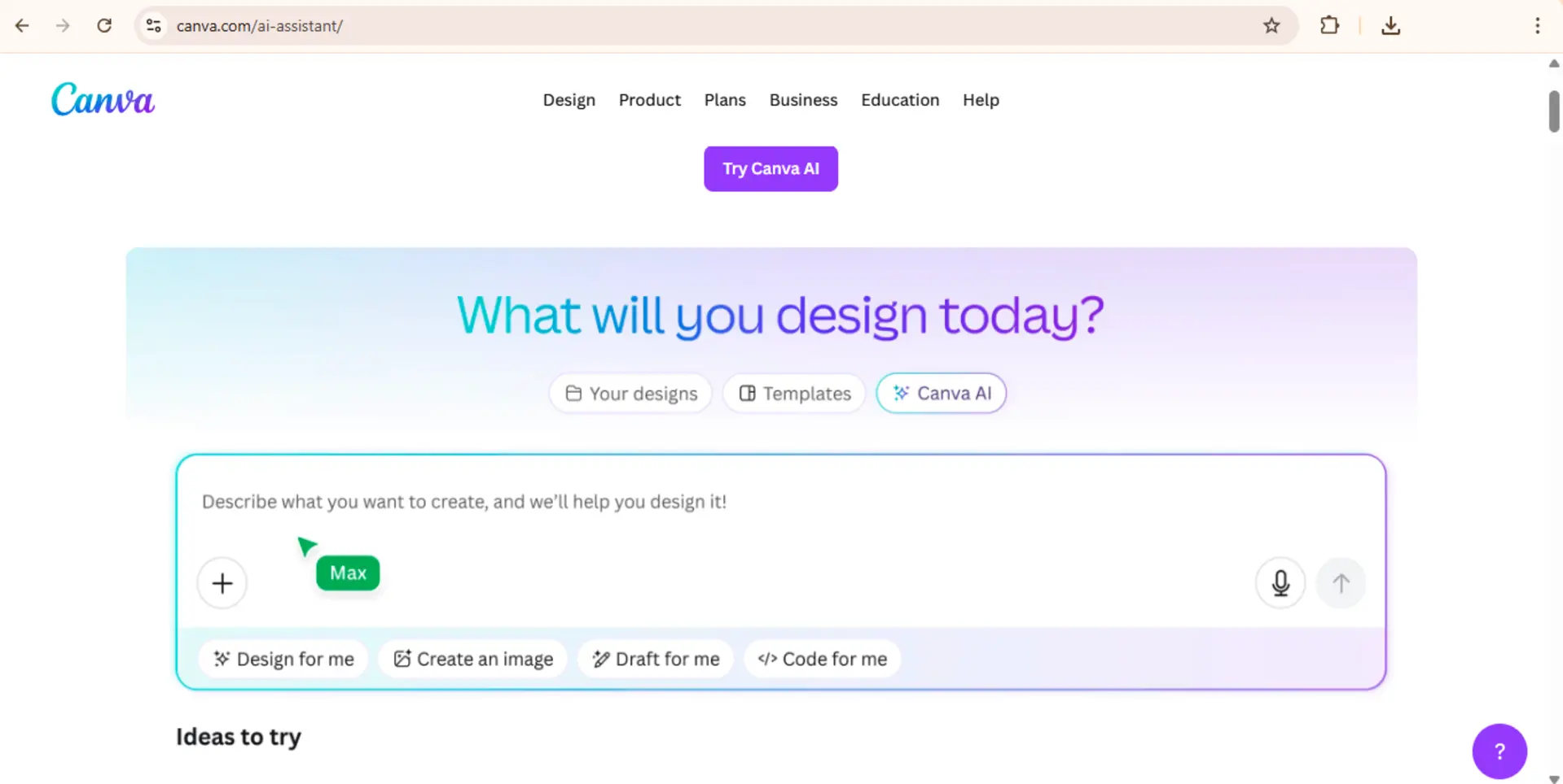 Antarmuka Canva AI menampilkan fitur desain otomatis untuk mempercepat pekerjaan desainer grafis