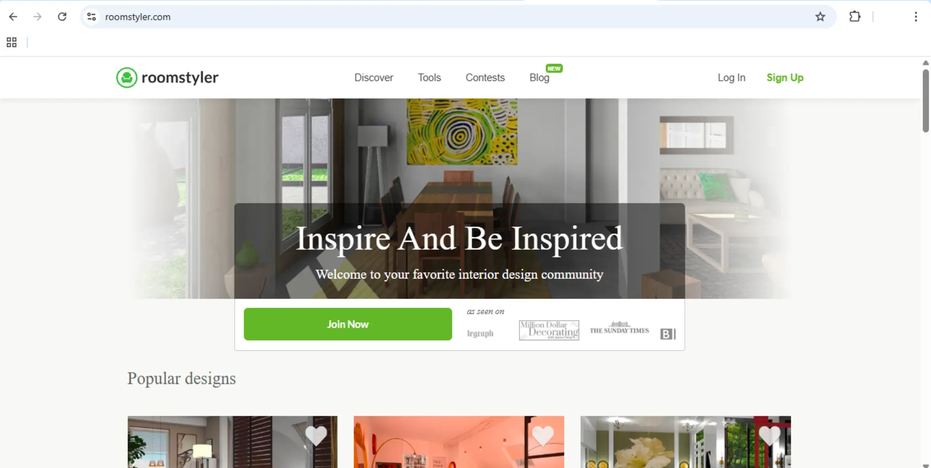 Tampilan Roomstyler dengan desain ruang tamu dan fitur rekomendasi furnitur berbasis AI desain rumah