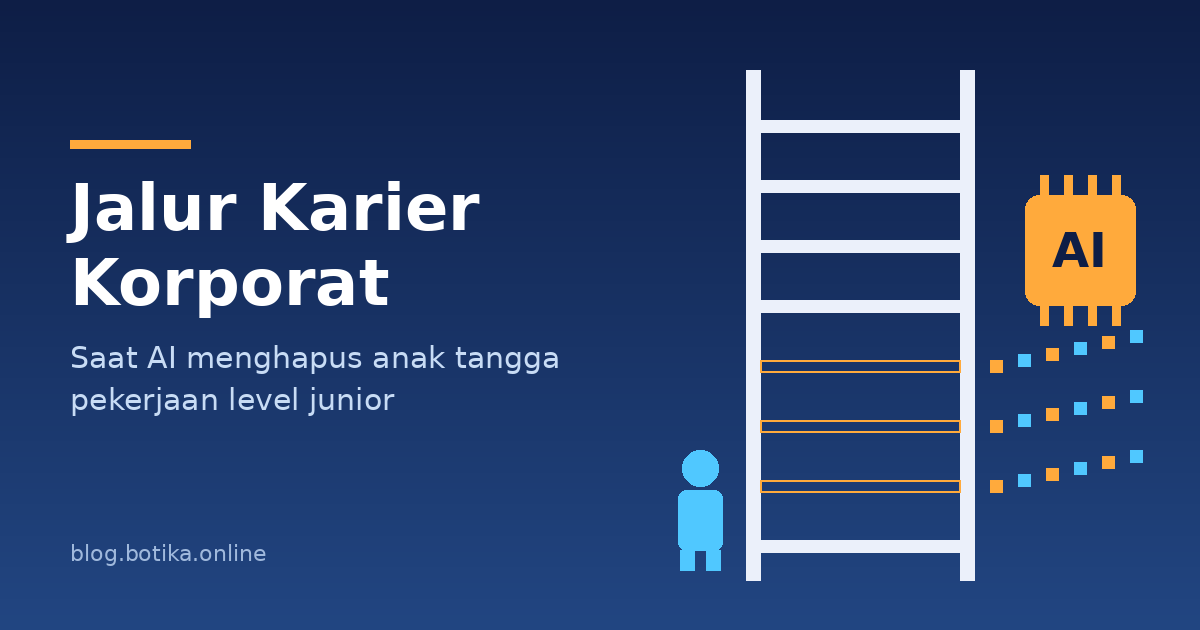 Jalur karier korporat dengan anak tangga yang hilang akibat otomatisasi AI